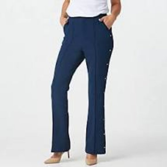 NWT G.I.L.I. BUTTON SIDE NAVY BOOT CUT PANTS 26 - Picture 3 of 14